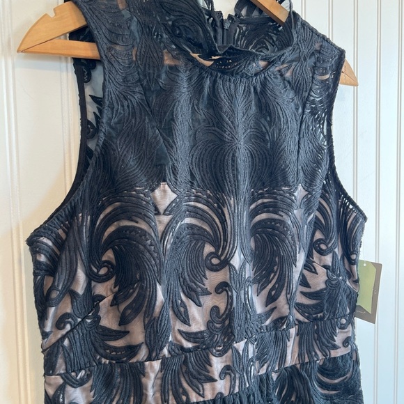 Yoana Baraschi dress black size 12 women, lace, silk mock neck sleeveless - Picture 3 of 7